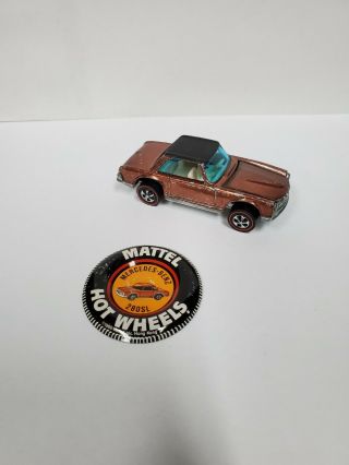 Hot Wheels Redlines 1969 Mercedes - Benz 280 Sl With Rare Black Roof Vhtf With Pin
