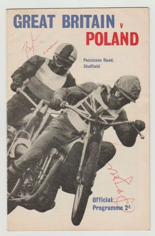 Great Britain V Poland Speedway Programme 1966 Rare Autographed 8 X Signatures