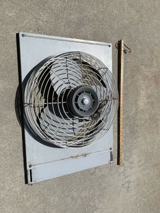 Vintage Rare General Electric Fiiw3 20  Window All Metal Fan With Side Panels