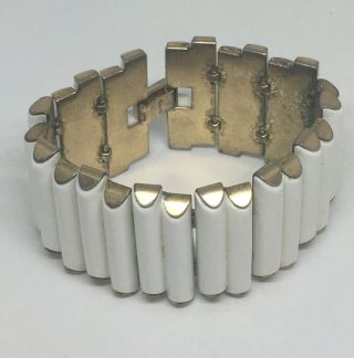 Vintage Rare Crown Trifari White Lucite Gold Tone Bracelet