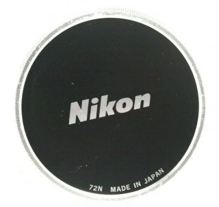 Rare Nikon 72n 72mm Screw - In Metal Front Lens Cap Made In Japan Jn101