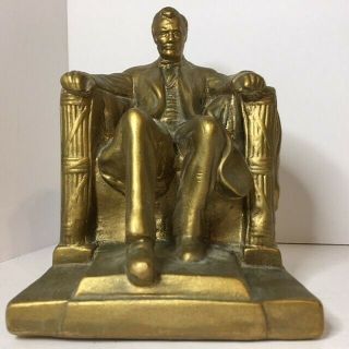 President Abraham Lincoln Seated Statue Bookends Antique Bronze Finish (fsco)