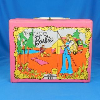 Vintage Barbie Vinyl Lunch Box Pink World Of Barbie Mattel 1972