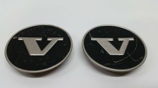 Volvo Wheel Center Caps Black And Chrome Vintage Set Of 2