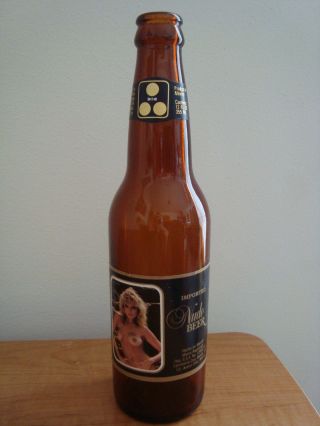 Vintage Imported Brown Nude Beer 12 Oz Glass Beer Bottle From Mexico Rare