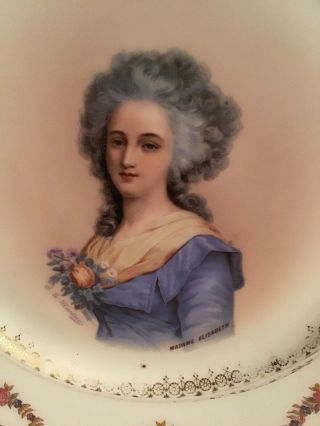 Antique LIMOGES Victorian Portrait Plate MADAME ELISABETH French Princess 2