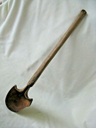 18.  5 " Antique Primitive,  Hand Carved,  Wood Spoon,  Early Wooden Ladle