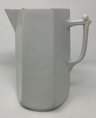 T & R Boote Antique White Ironstone Stone China Pitcher 9” Tall