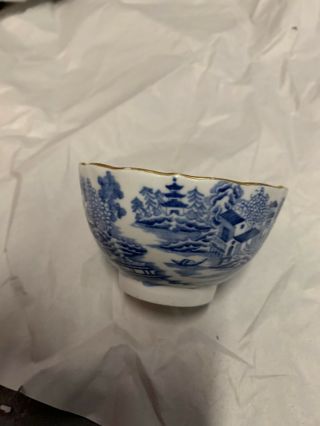 19th Century English Blue & White Transferware Cup: Oriental Motif,  Dia.  3.  5” 3
