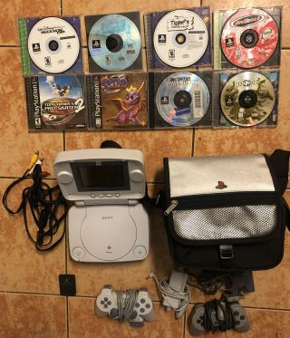Sony Psone Ps1 White Console (scph - 101 & Lcd Screen Interact Vintage Bundle Rare