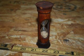 Antique Wooden / Glass Hourglass Style 3 Minute Kitchen Egg Timer