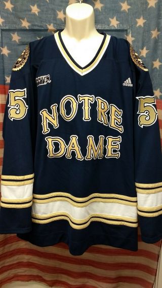 Rare Adidas Notre Dame Fighting Irish Paul Hornung 5 Custom Hockey Jersey Xxl