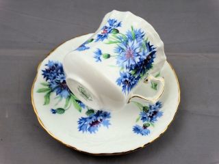 Hammersley English Fine Bone China Embossed Cup and Saucer Blue Flowers 2