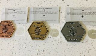 Ethereum 2017 Rare Set Of Brass,  Silver And Gold Physical Eth Coins Diy Storage