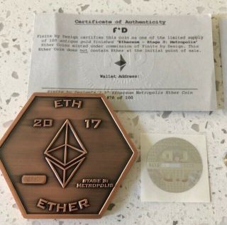 Ethereum 2017 Rare Set of Brass,  Silver and Gold Physical ETH coins DIY Storage 2
