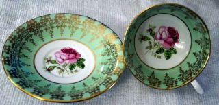 Windsor Cabbage Roses Pink Teacup And Saucer