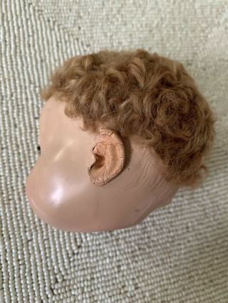 VINTAGE THREE - 3 - DYDEE BABY Doll Heads - RED FUR / Caracul Wig - Molded Hair 3