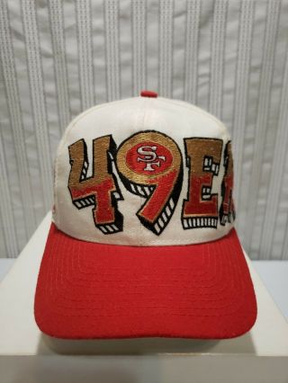 Vtg 90s Drew Pearson San Fran 49ers Graffiti Snapback Trucker Hat Cap Nfl Rare