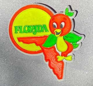 Rare Vintage Walt Disney Collectible Plastic Florida Orange Bird Pin Back Button