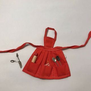 Vintage 1960’s Barbie Fashion Pak Red Apron And Barbecue Accessories