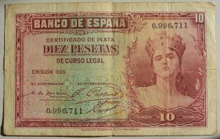 Spain 10 Pesetas 1936 Spanish Civil War Republic International Brigades Rare