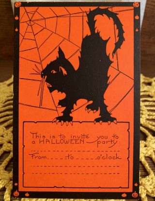 Rare Near Vintage Halloween Invitation Postcard Ephemera,  Whitney