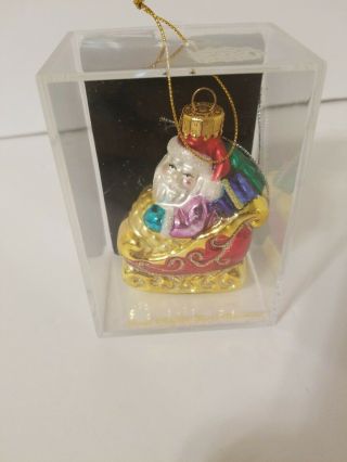 Rare Sparkly Glass Hand Painted Santa 2004 Ornament By Target Christopher Radko.