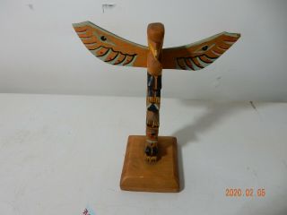 Vintage Antique Haida Wood Carved Totem 10 Inches Tall