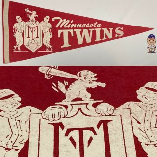 Rare 1960’s Vintage Minnesota Twins Baseball Mlb 12x29 Pennant Flag