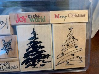 RARE Stampin Up Christmas Holiday LOT 2004 Wood Mounted Rubber Stamp SET VINTAGE 2