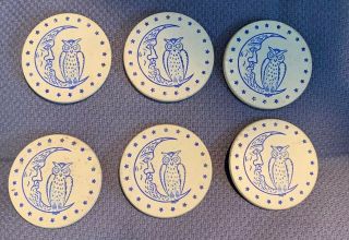 White Antique Owl Moon Stars Poker Chip Clay Vintage Rare Old Gambling Game