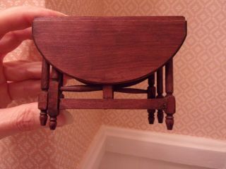 Vintage Dollhouse Miniature Wooden Drop Leaf Dining - - Kitchen Gate Leg Table