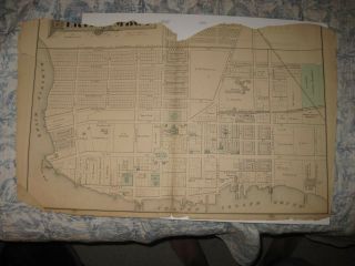 Set Of 2 Vintage Antique 1876 Perth Amboy Middlesex County Jersey Map Rare