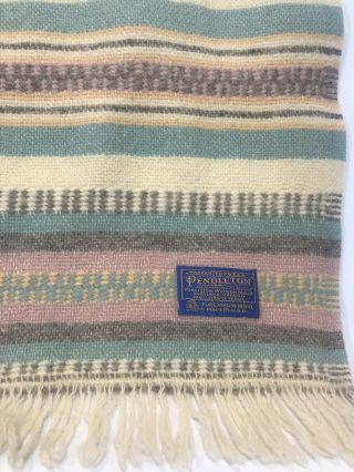 Pendleton Usa Southwest Wool Blanket Throw Muted Fringed 55 X 62 Rare