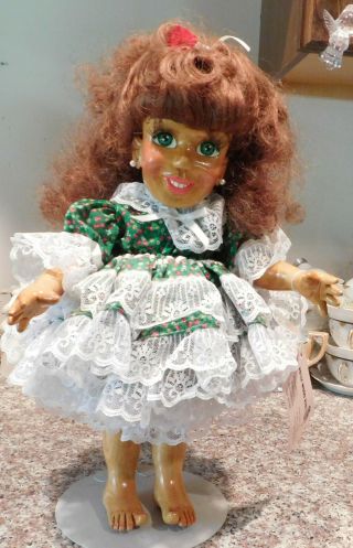 Vintage 15 " Rare Kelly Wood Kids Hand Carved Painted Maple Le Lana Girl Doll