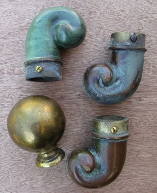 Antique Bed Cast Brass Finials & Ball Post Cannon Finial Frame Decor