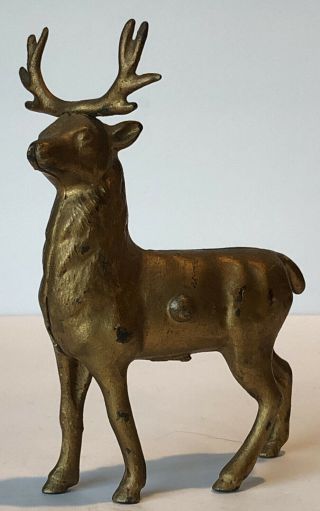 Antique Cast - Iron 1920s Stag Buck Deer With Antlers Gold
