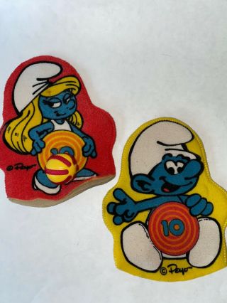 Rare Vintage 1980s Smurf Ball Mitt Catch Game Smurfette Glove Toy