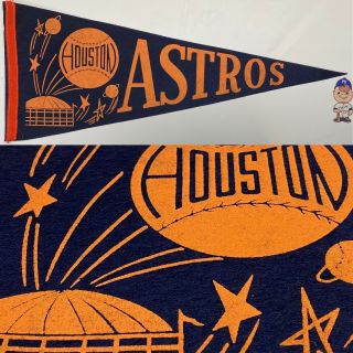1960’s Vintage Houston Astros Baseball Pennant Texas Banner 11.  5x29 Inch Rare