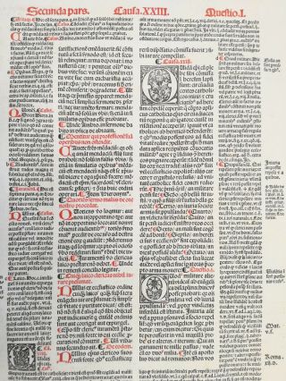 Decorative Post Incunable Leaf Law Gratian Decretum Large Folio (267) - 1510