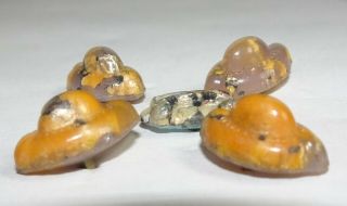 5 Small Molded Glass Leo Popper Buttons Unusual Shapes 12mm Or 2,  5 "