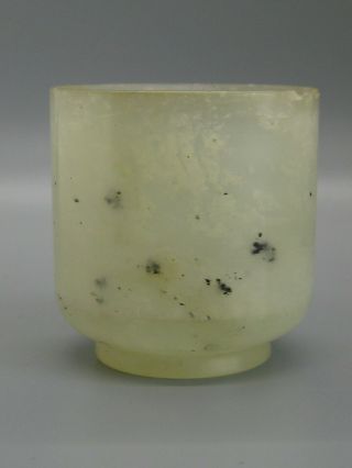Fine Old Antique Chinese Carved Pale Celadon Jade Ceremony Wine Cup Glass