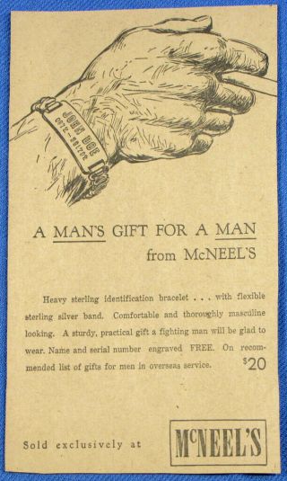 Rare Wwii 1943 Prison Of War Pow Id Bracelet Newspaper Print Ad