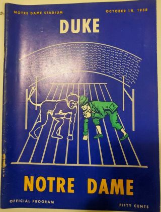 1958 Duke Vs Notre Dame Ncaa Football Program Notre Dame Irish Stadium Rare