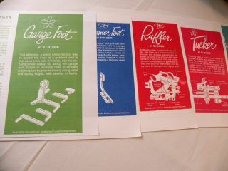 Rare Singer Fashion Aids Reference Leaflet For Set Of 8 Attachments