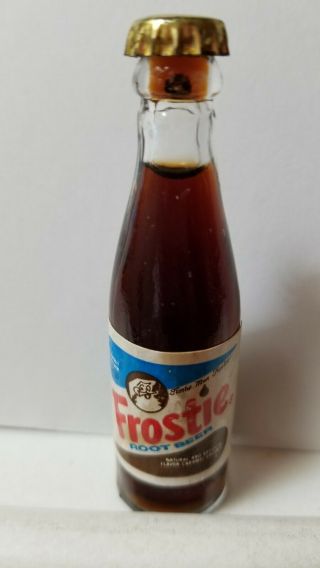 Rare Vintage Glass Frostie Root Beer Soda Pop Miniature Mini Bottle Advertising
