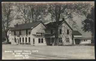 Rare 1940s Rppc,  Daniel Boone Trail Cafe,  Gumbo,  Mo.  Hyde Park Beer,  Coca Cola,