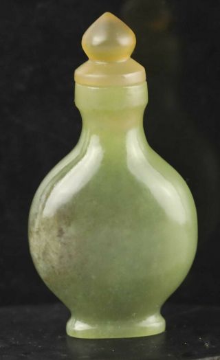 Old Chinese Natural Hetian Jade Hand - Carved Snuff Bottle