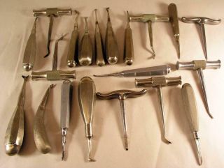 20 Assorted Antique Dental Tools Marked Clev.  Dent & Wss Or Ssw