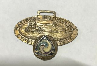 Rare 1926 National Ama Motorcycle Gypsy Tour Perfect Score Fob